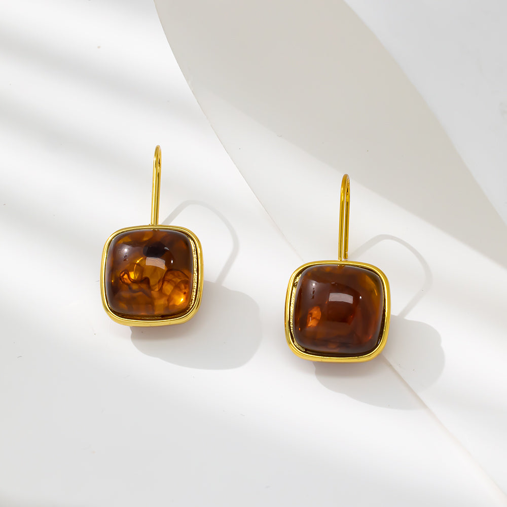 Colorful Square Stud Earrings – 316L Stainless Steel, Hypoallergenic & Playful Resin Design