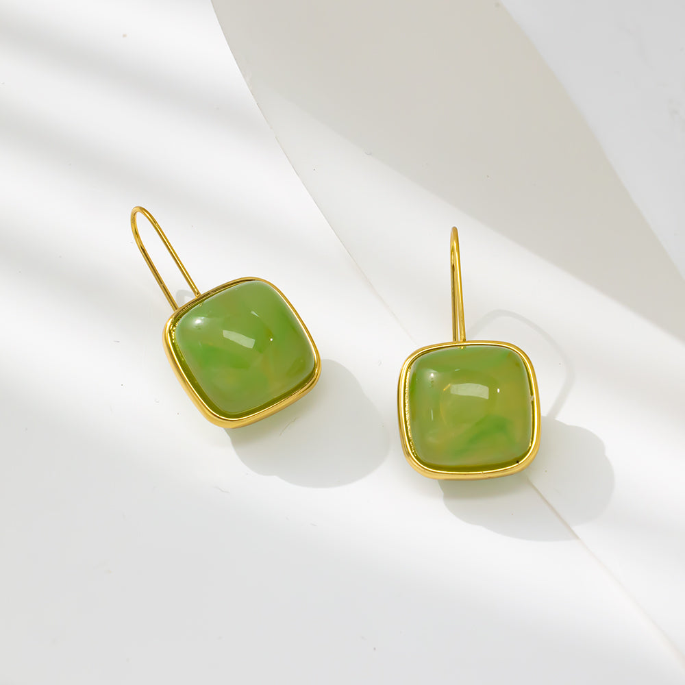 Colorful Square Stud Earrings – 316L Stainless Steel, Hypoallergenic & Playful Resin Design