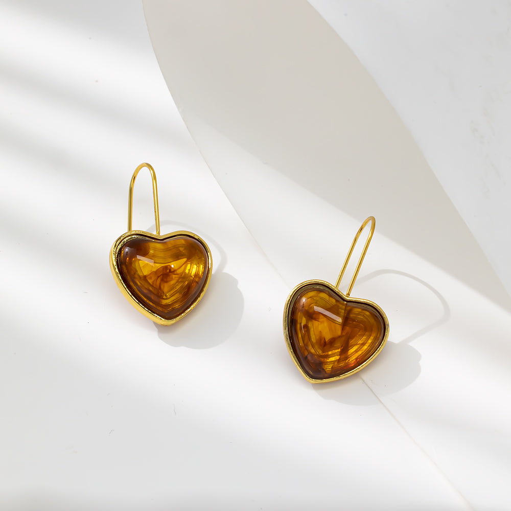 Colorful Heart Stud Earrings – 316L Stainless Steel, Hypoallergenic & Playful Resin Design