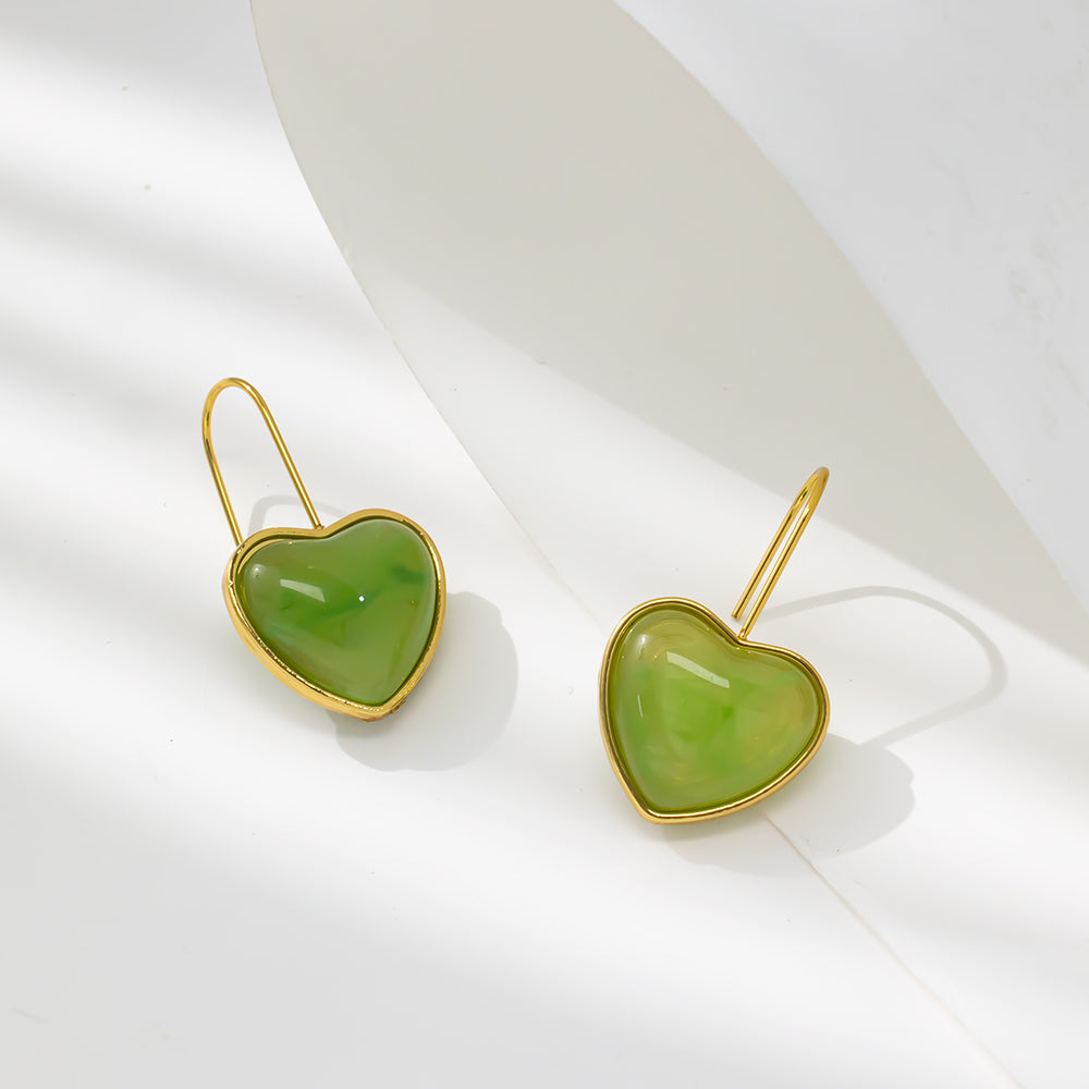 Colorful Heart Stud Earrings – 316L Stainless Steel, Hypoallergenic & Playful Resin Design