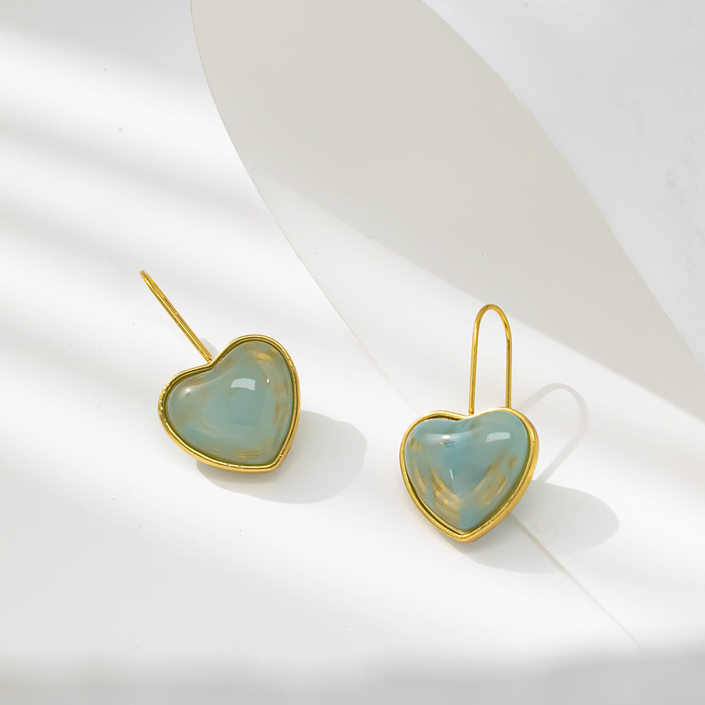Colorful Heart Stud Earrings – 316L Stainless Steel, Hypoallergenic & Playful Resin Design