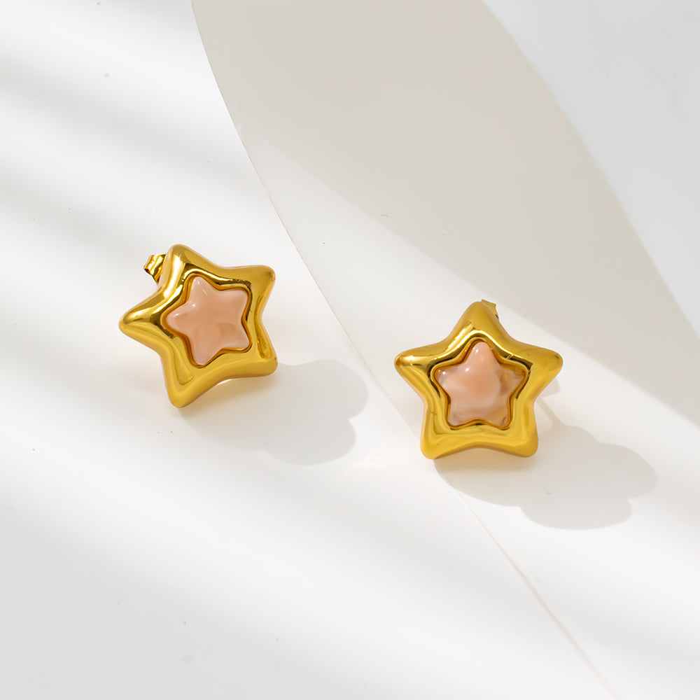 Colorful Star Stud Earrings – 316L Stainless Steel, Hypoallergenic & Playful Resin Design