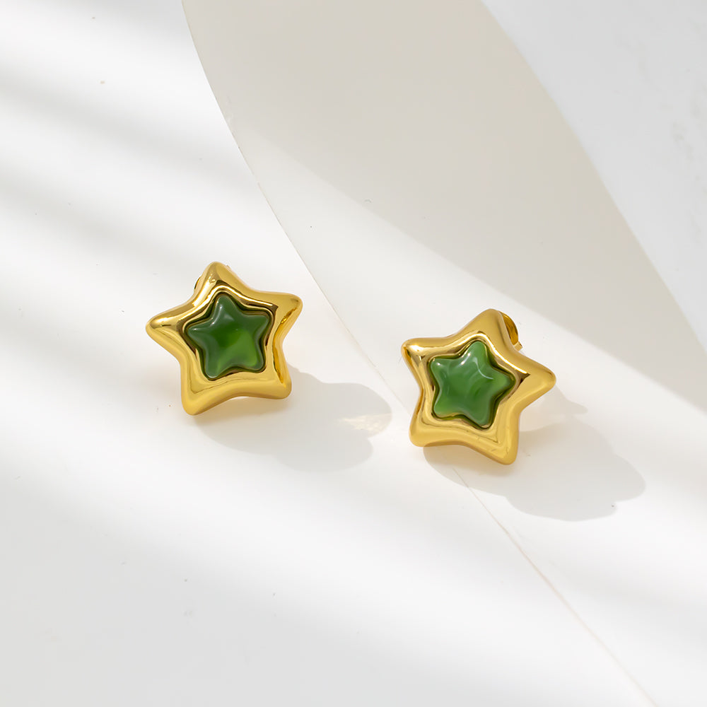 Colorful Star Stud Earrings – 316L Stainless Steel, Hypoallergenic & Playful Resin Design