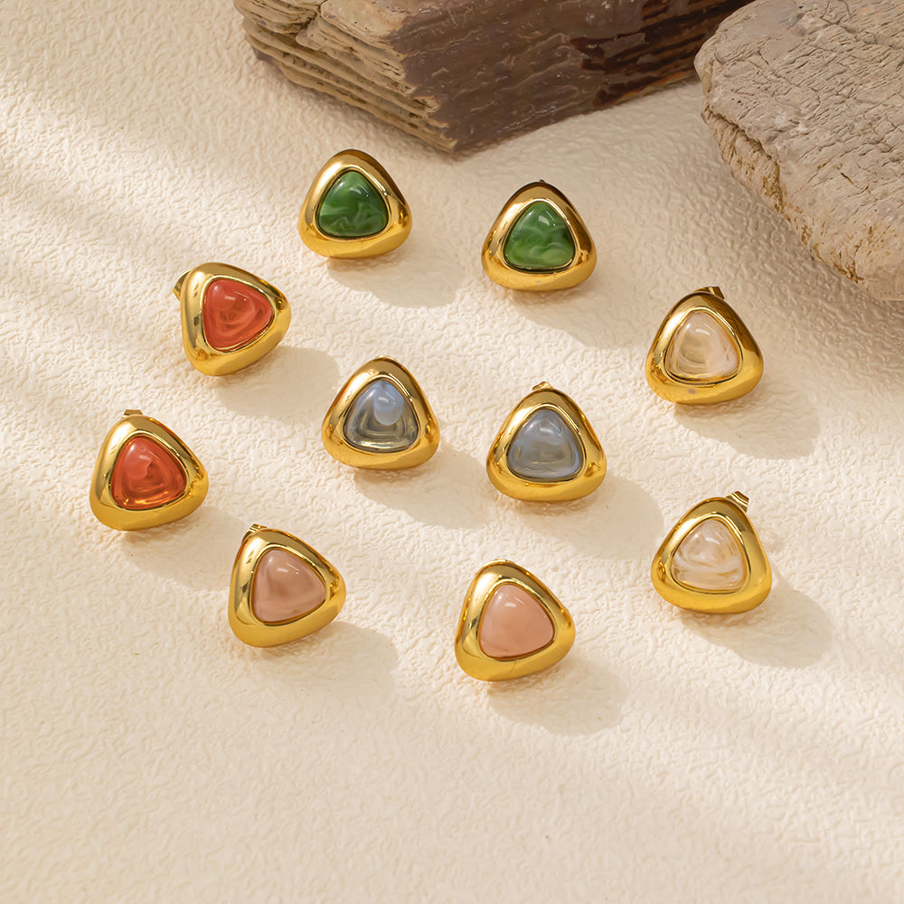 Colorful Hill Stud Earrings – 316L Stainless Steel, Hypoallergenic & Playful Resin Design