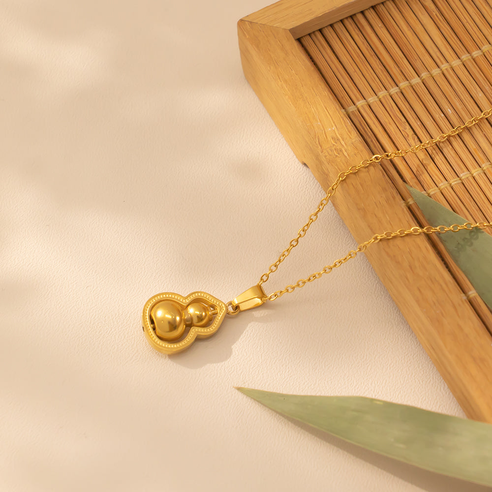 316 Stainless Steel 18K Gold Plated Gourd Necklace | Lucky Pendant Gift for Women