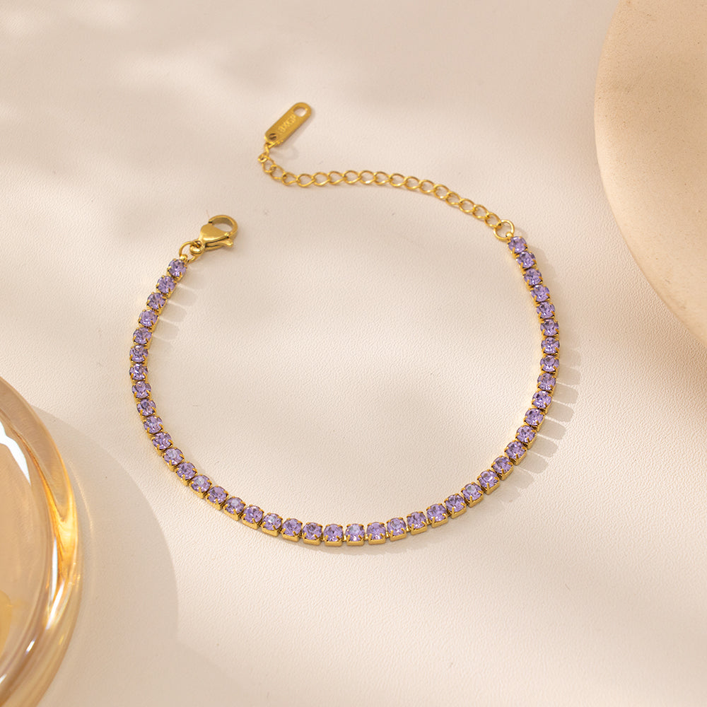 316 Stainless Steel 18K Gold Plated Tennis Bracelet | Full Zircon Sparkling Minimalist Jewelry