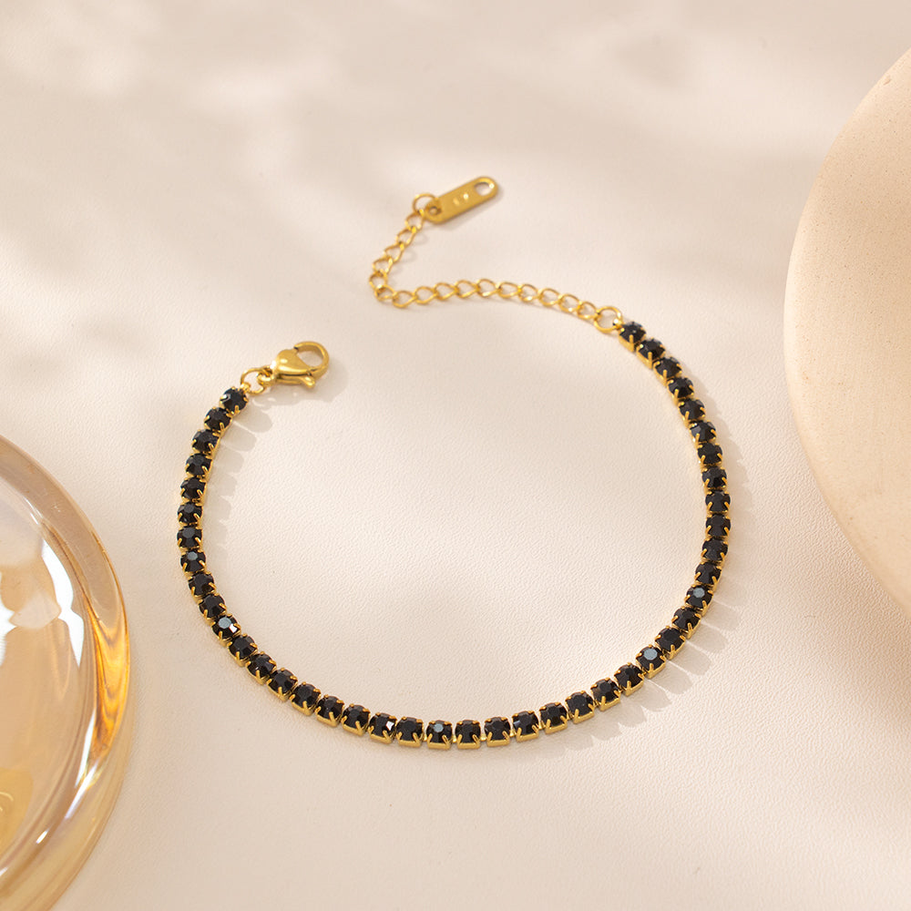 316 Stainless Steel 18K Gold Plated Tennis Bracelet | Full Zircon Sparkling Minimalist Jewelry