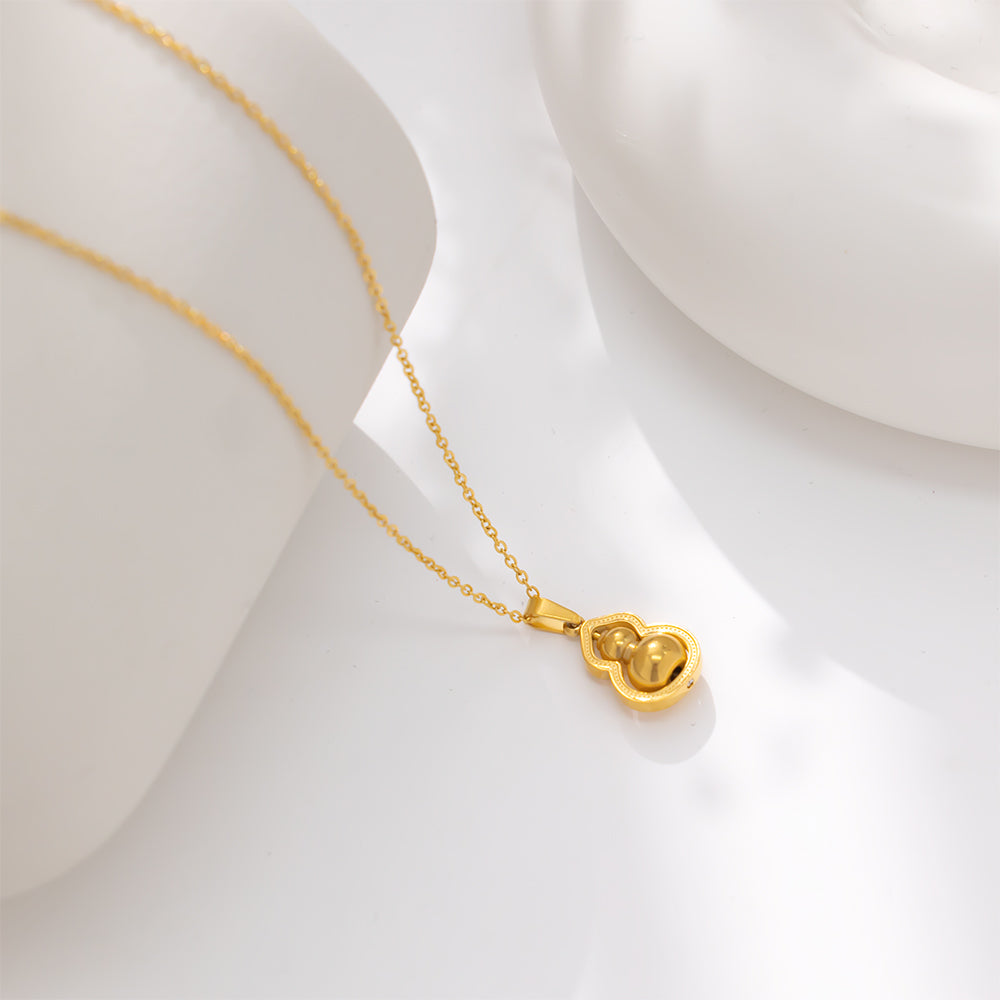 316 Stainless Steel 18K Gold Plated Gourd Necklace | Lucky Pendant Gift for Women