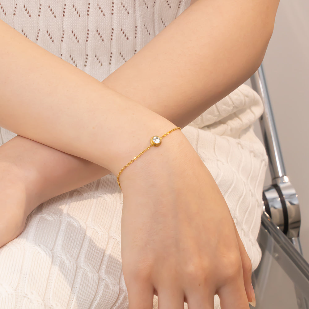 316 Stainless Steel 18K Gold Plated Zircon Bracelet | Minimalist Elegant Jewelry for Women