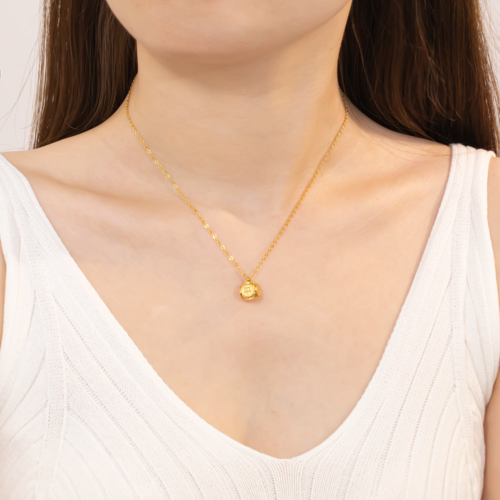 316 Stainless Steel 18K Gold Plated “Xi” Square Necklace | Lucky Gift Pendant for Women
