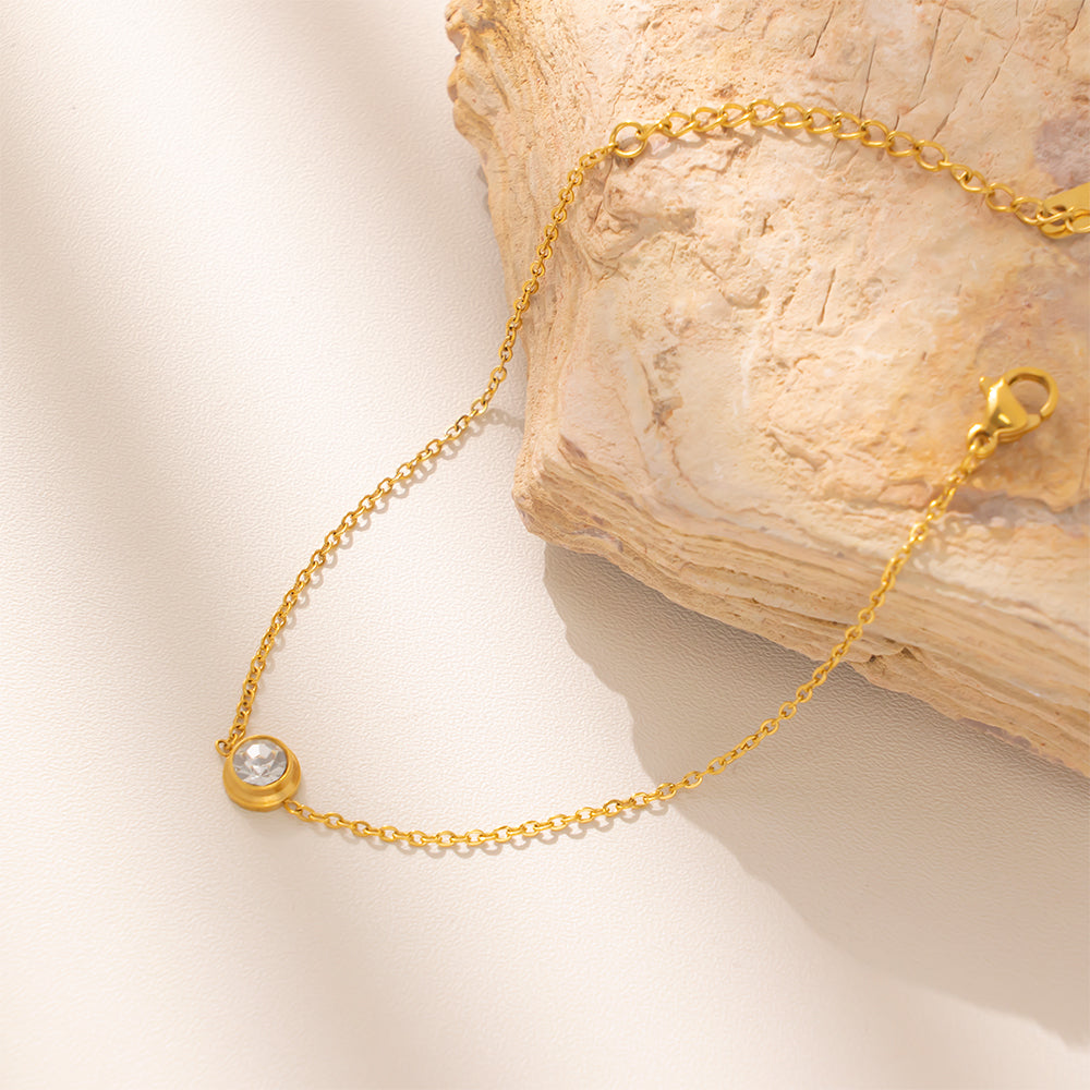 316 Stainless Steel 18K Gold Plated Zircon Bracelet | Minimalist Elegant Jewelry for Women