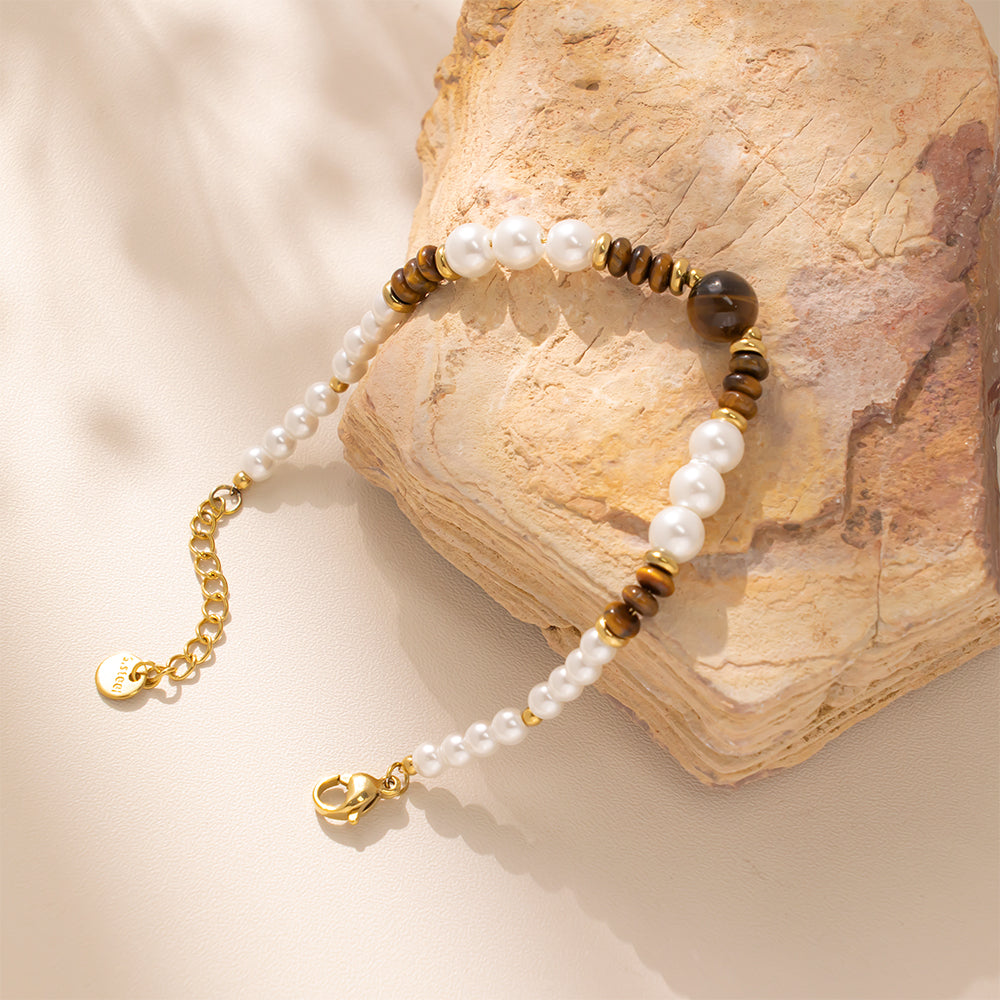 316 Stainless Steel Bracelet with Tiger Eye Beads – Durable, Hypoallergenic & Stylish
