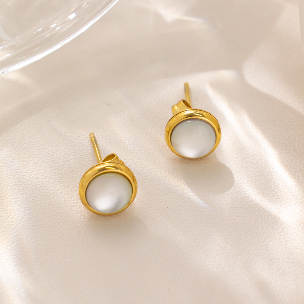 316 Stainless Steel 18K Gold Plated White Gemstone Earrings | Sparkling & Elegant Jewelry