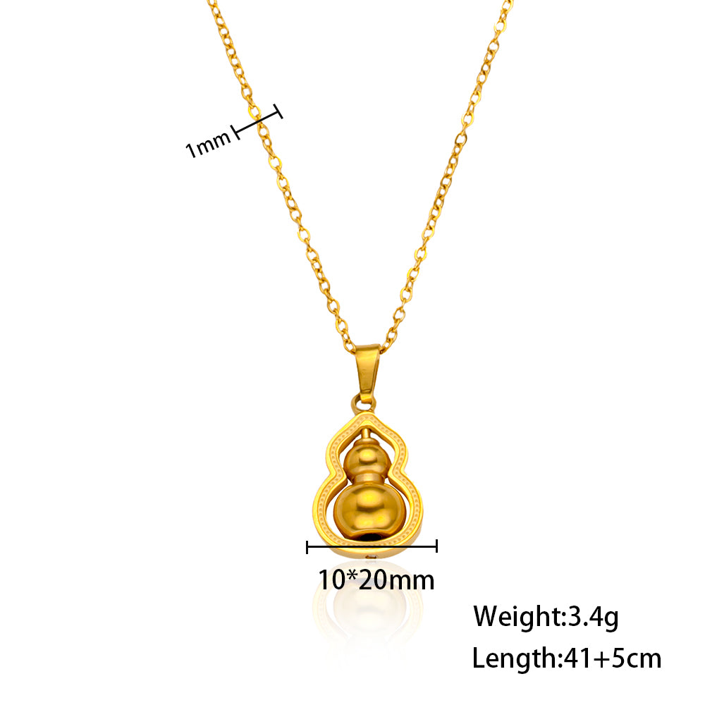 316 Stainless Steel 18K Gold Plated Gourd Necklace | Lucky Pendant Gift for Women