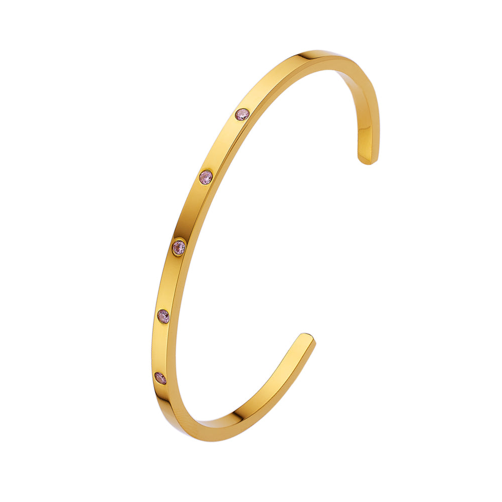 Edelstahlarmband mit 18 Karat Goldbeschichtung und fünf kleinen Diamanten