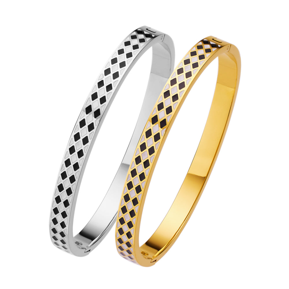 Stainless steel plated 18-karat gold cross bracelet
