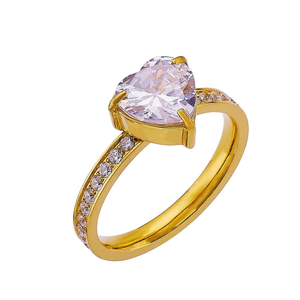 Bague en agate de pierre précieuse d'amour plaquée or 18 carats en acier inoxydable