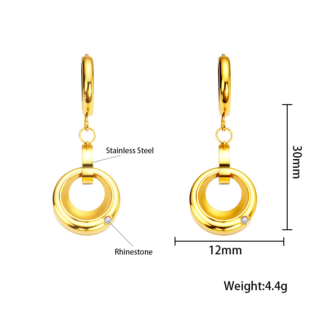 316 Stainless Steel 18K Gold Plated Double Hoop Zircon Earrings | Minimalist Chic Jewelry