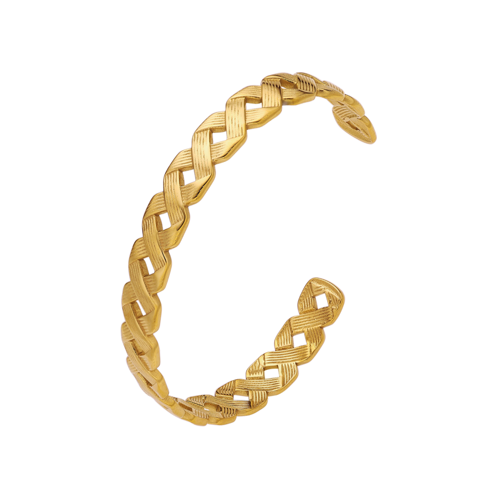 Bracelet en or semi-fermé entrelacé en acier inoxydable plaqué or 18 carats