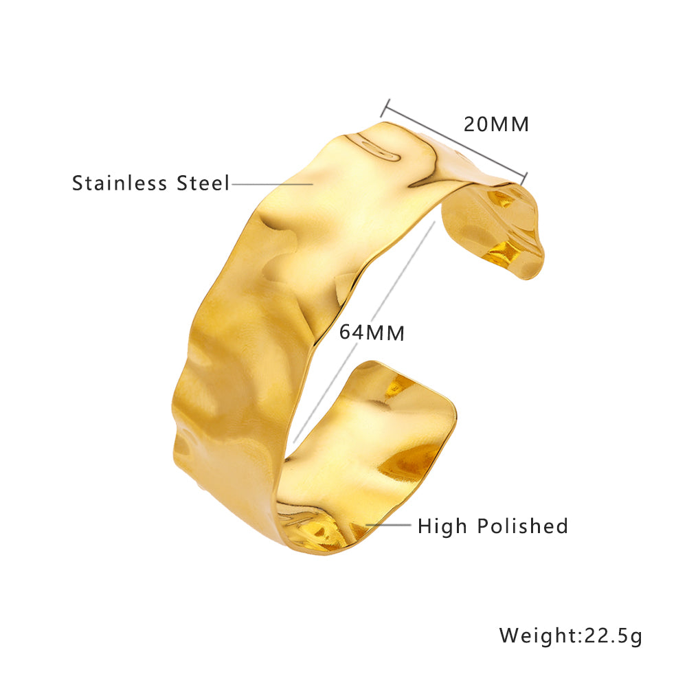 Stainless steel embossed vintage 18-karat gold plated bracelet