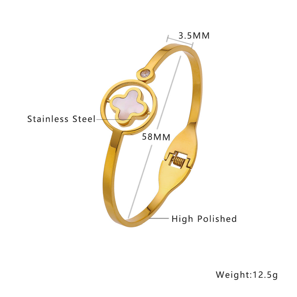 Stainless steel plated 18K gold four-leaf clover bracelet