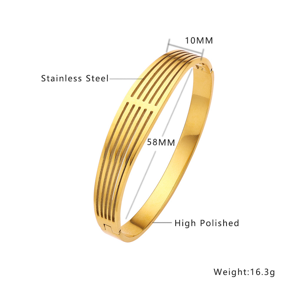 Stainless steel plated 18-karat gold stripe gold bracelet