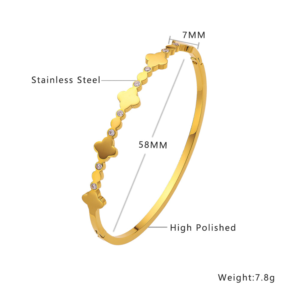 Stainless steel plated 18K gold high grade micro-diamond bracelet