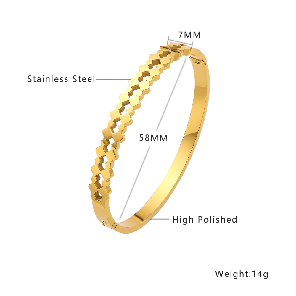 Bracelet doré vintage français en acier inoxydable plaqué or 18 carats
