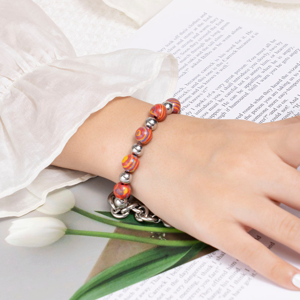 Colorful Planet Stone Bracelet – Handmade Unisex Bracelet with Colorful Planet Stones