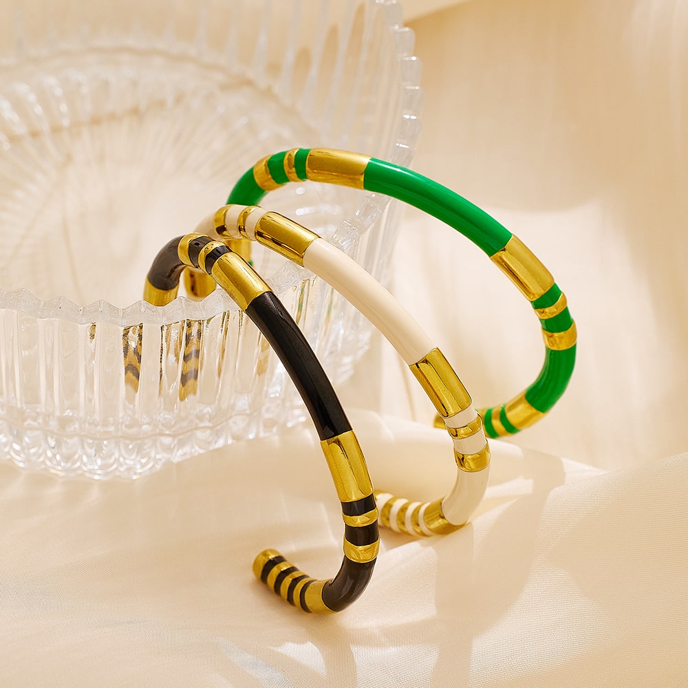 Bracelet en acier inoxydable émaillé de luxe vintage