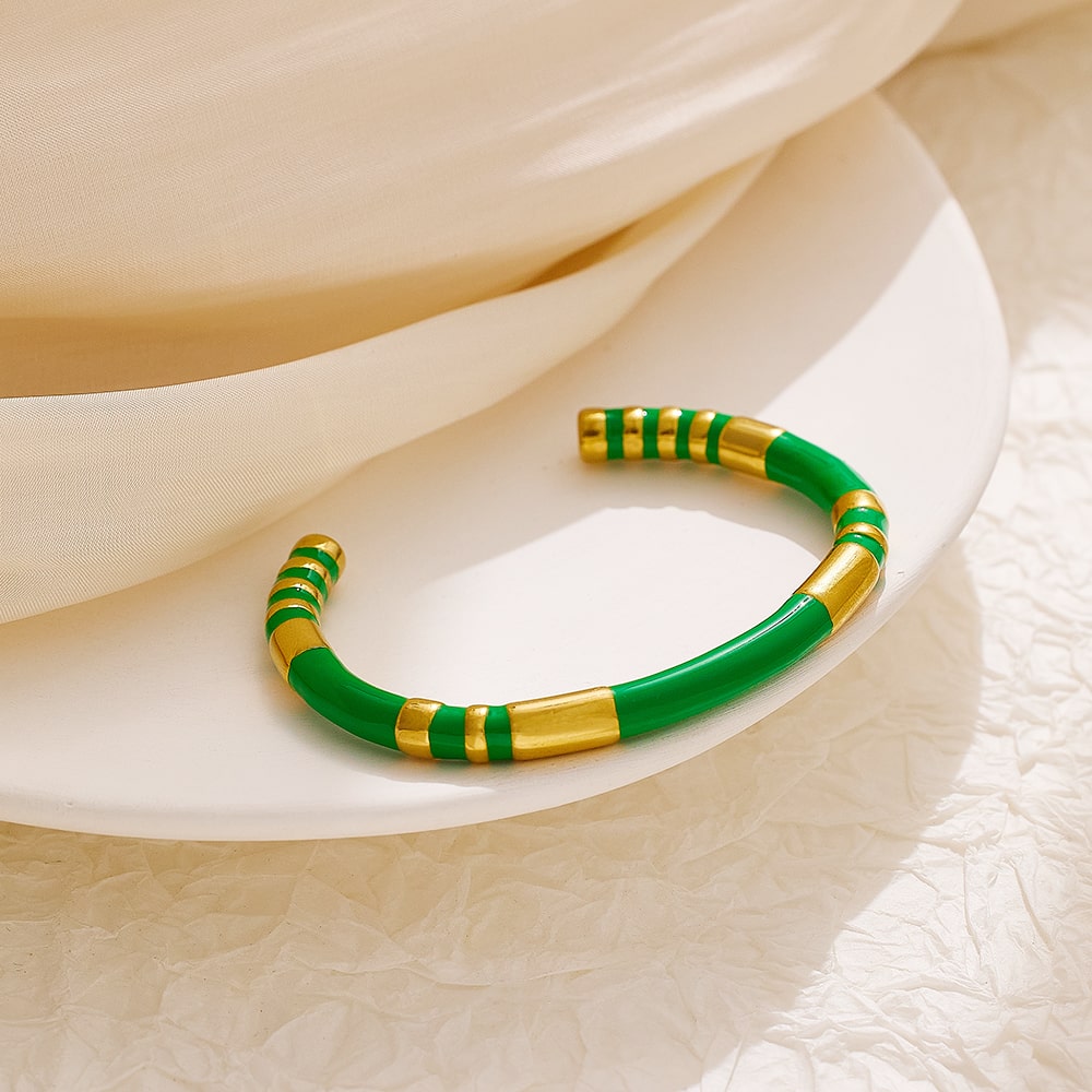 Bracelet en acier inoxydable émaillé de luxe vintage
