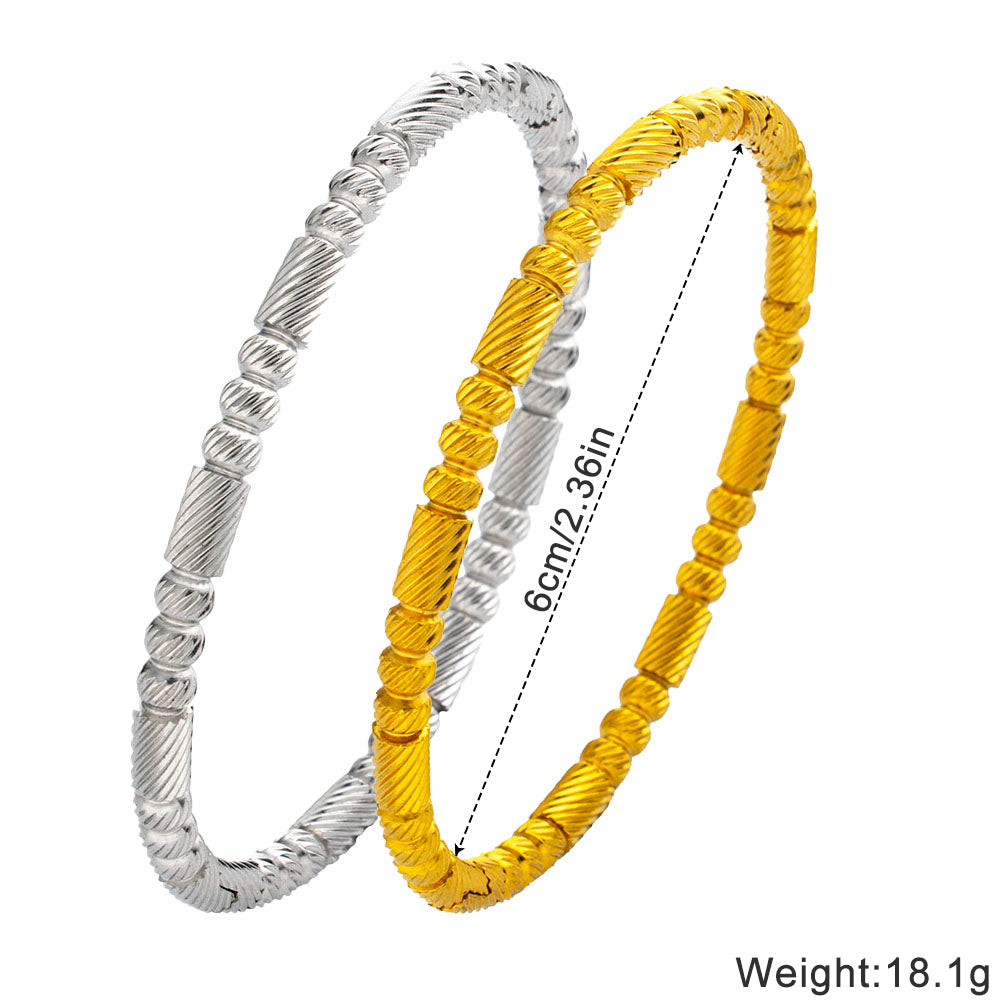 316 Stainless Steel 18K Bamboo Engraved Bracelet | Sparkling Clasp Design