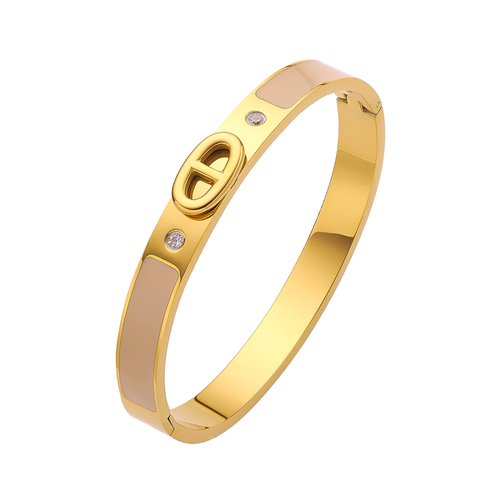 Armband aus Edelstahl mit Schweinenase und 18 Karat Goldplattierung