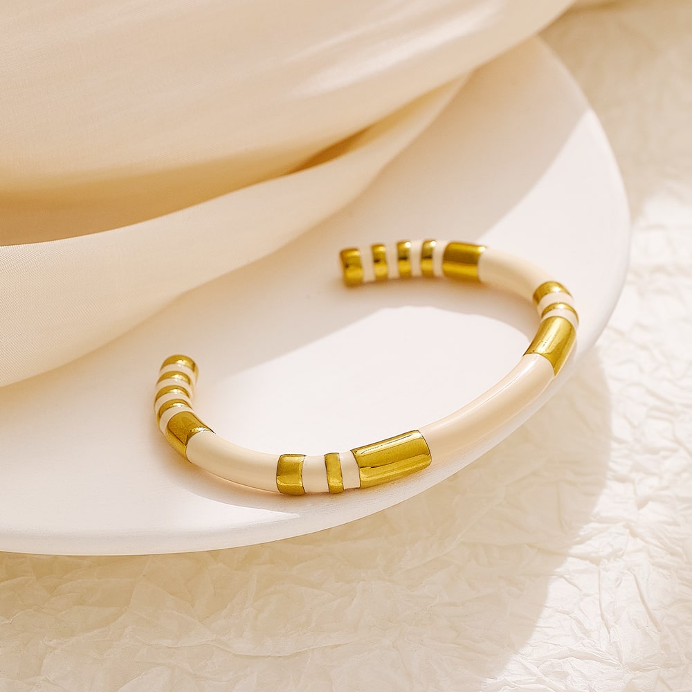 Bracelet en acier inoxydable émaillé de luxe vintage