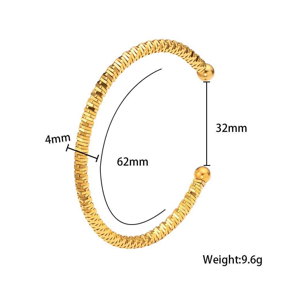 Stella Open Cuff Bracelet – 304 Stainless Steel, Sparkling Texture