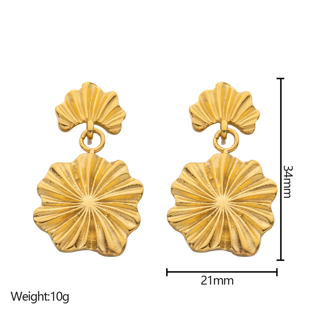 316 Stainless Steel 18K Gold Plated Two Leaf Earrings | Nature-Inspired Minimalist Jewelry