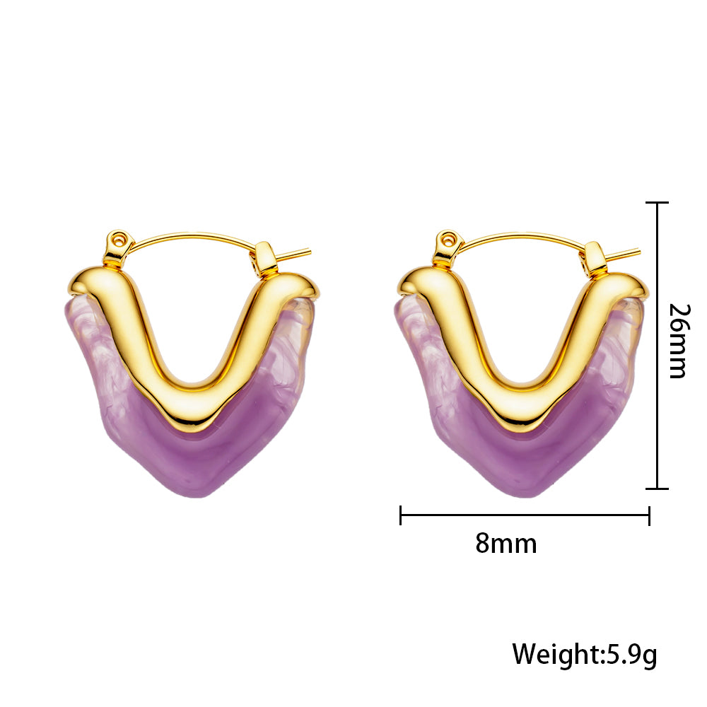 V-Shaped Earrings with Colorful Resin – 316L Stainless Steel, Hypoallergenic & Summer-Ready Fashion Jewelry