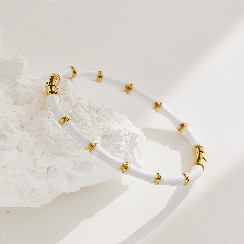 Bambusarmband aus Edelstahl mit 18 Karat Goldbeschichtung