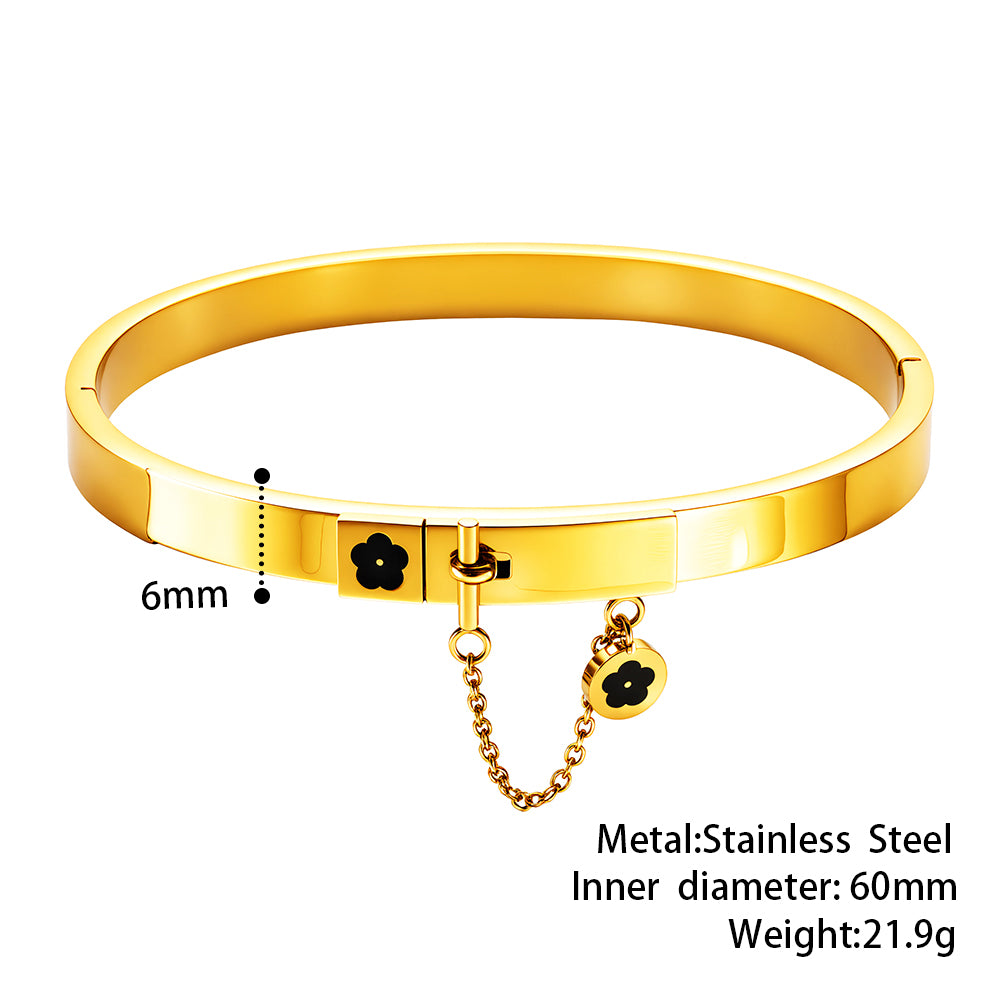 316 Stainless Steel 18K Gold Plated Flower Bangle | Elegant & Delicate
