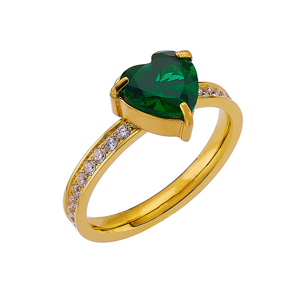 Bague en agate de pierre précieuse d'amour plaquée or 18 carats en acier inoxydable