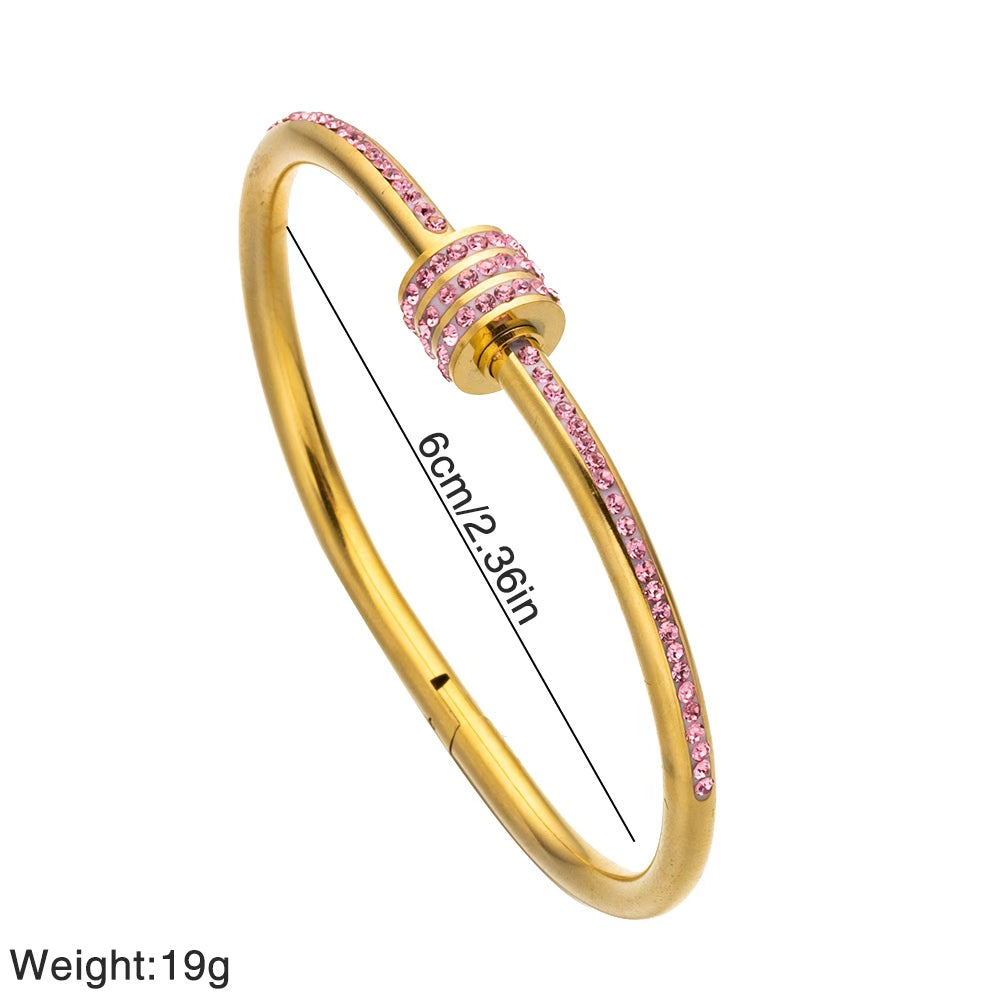 316 Stainless Steel 18K Gold Plated Crystal Bracelet | Sparkling Elegant Design