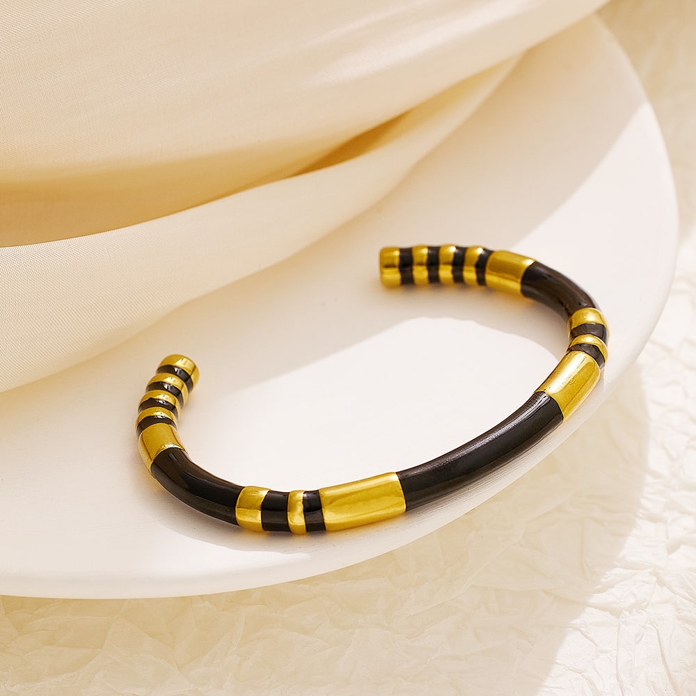 Bracelet en acier inoxydable émaillé de luxe vintage