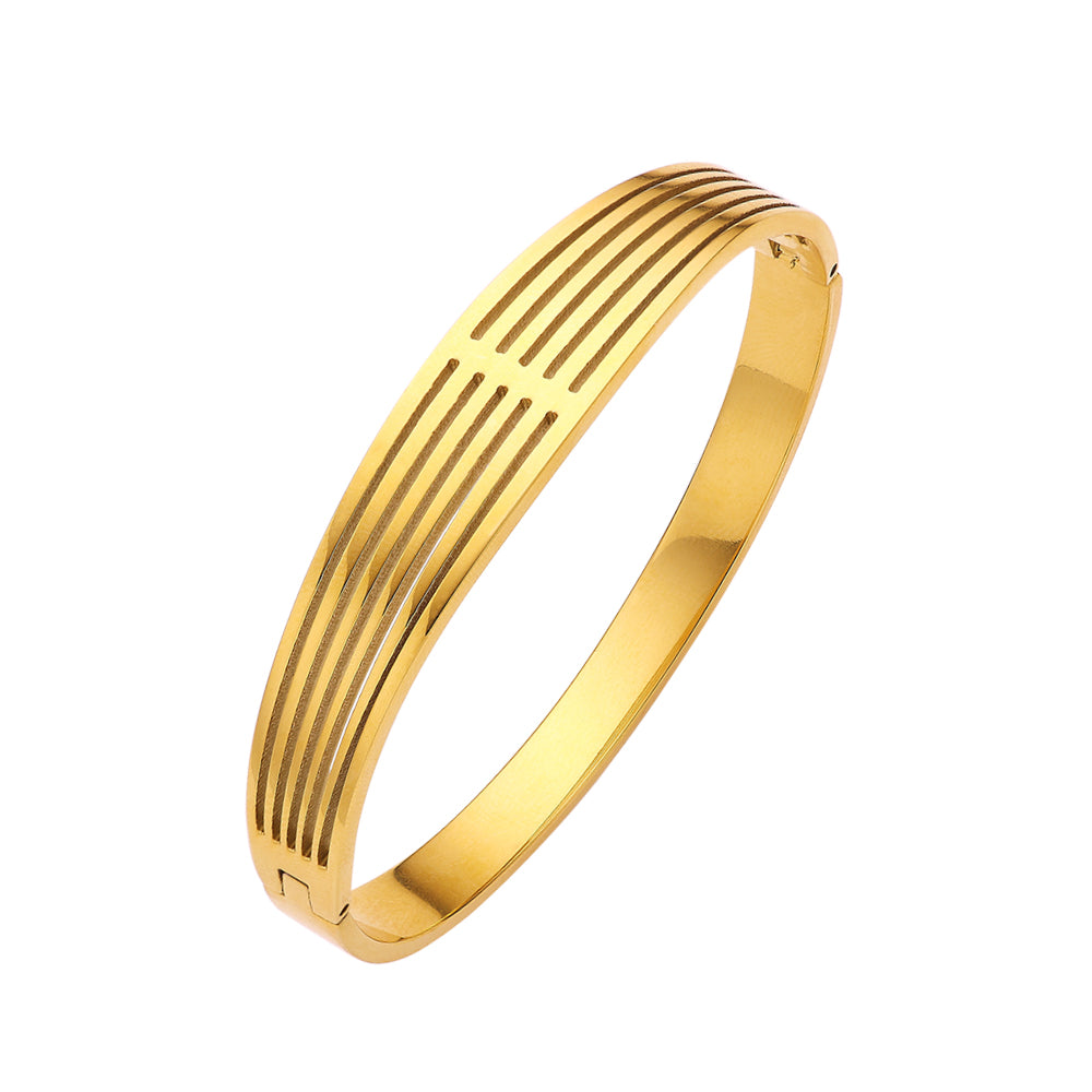 Stainless steel plated 18-karat gold stripe gold bracelet