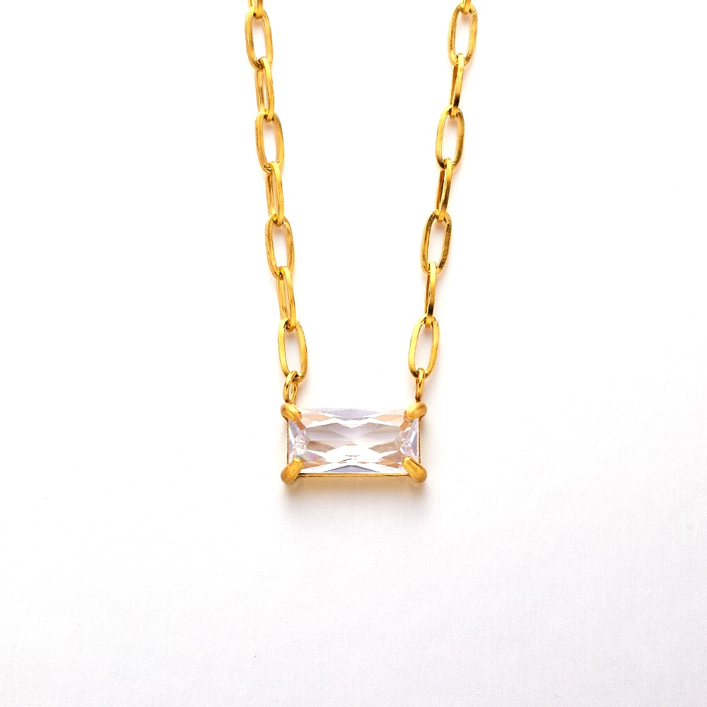 Collier d'agate de pierres précieuses plaqué or 18 carats en acier inoxydable