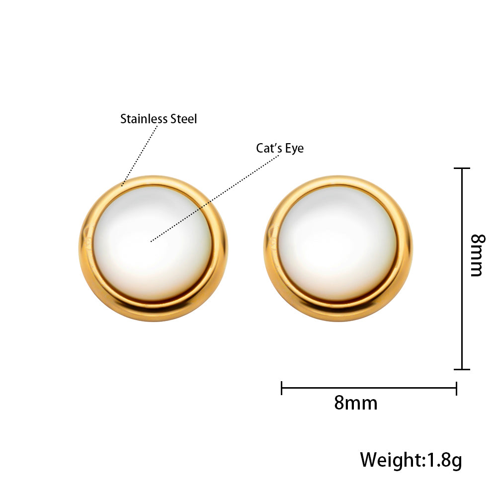 316 Stainless Steel 18K Gold Plated White Gemstone Earrings | Sparkling & Elegant Jewelry