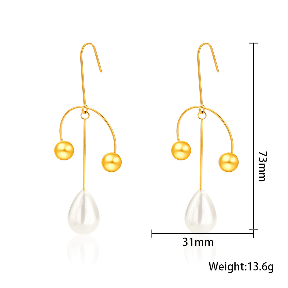 Olivia Branch Pearl Earrings – 304 Stainless Steel, Nature Inspired