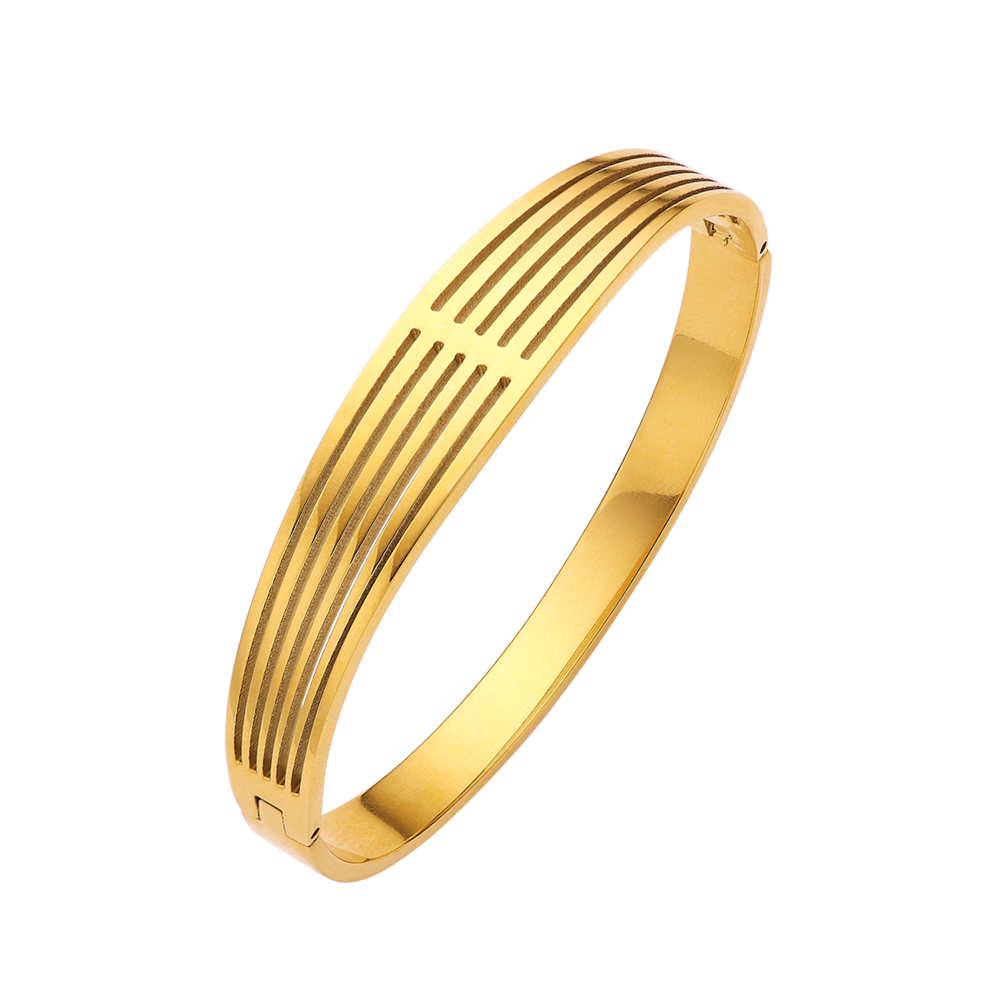 Stainless steel plated 18-karat gold stripe gold bracelet