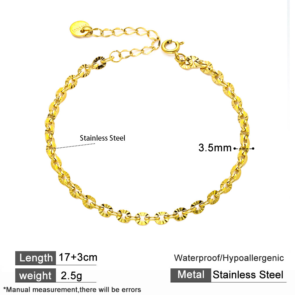 Dazzling Laser-Cut 18K Gold Plated Stainless Steel Bracelet – Lightweight & Hypoallergenic