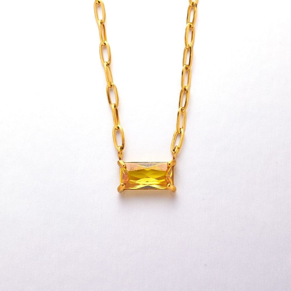 Collier d'agate de pierres précieuses plaqué or 18 carats en acier inoxydable