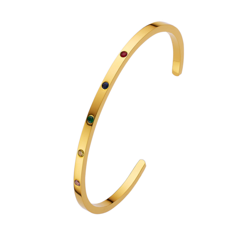 Edelstahlarmband mit 18 Karat Goldbeschichtung und fünf kleinen Diamanten